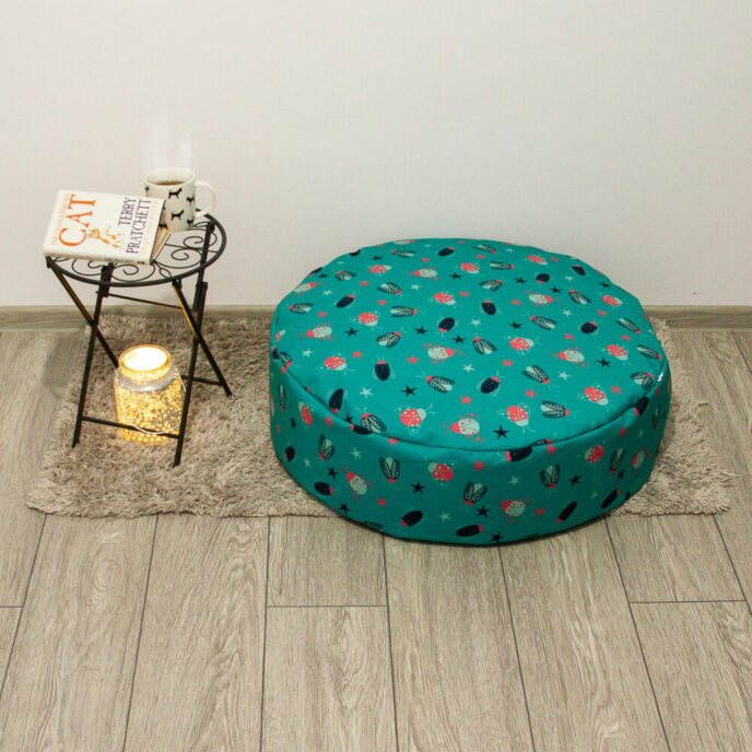 Puf rotund turcoaz friendly bugs - imagine 2