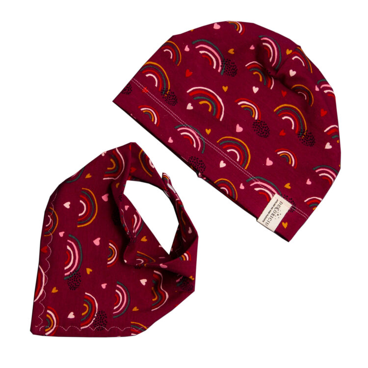 Set caciulita si bavetica purple rainbow